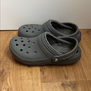 CROCS Charcoal Fleece-Lined Clogs